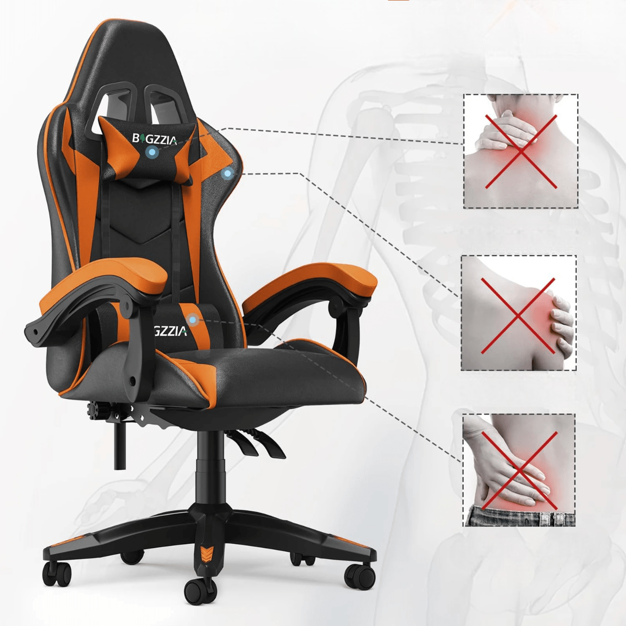 Chaise bureau - OfficeGamingChair™ - Orange - Cozy Télétravail