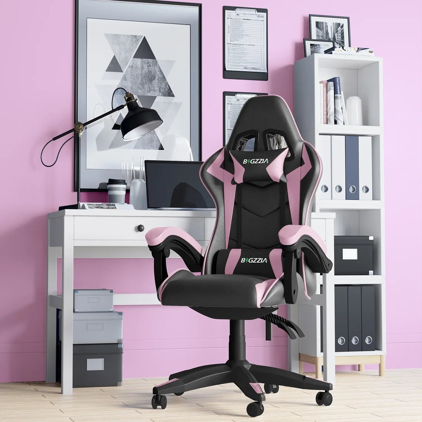 Chaise bureau - OfficeGamingChair™ - Rose - Cozy Télétravail