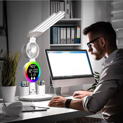 Lampe de bureau LED avec ventilateur intégré - Sans Fil & Rechargeable