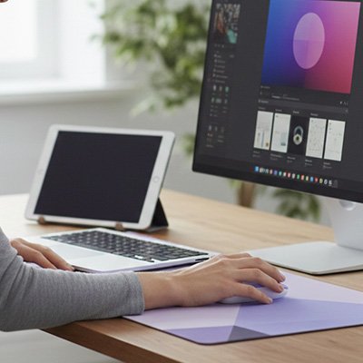 Main profitant du confort de clic d'une souris Bluetooth silencieuse pour rester concentré au travail