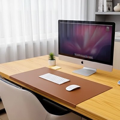 Tapis de souris géant marron avec rebord de fixation contre l'arête du bureau